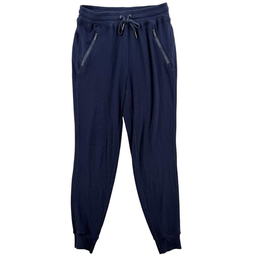 ALALA Pants Womens Medium Navy Jogger Sweatpants Zip Pockets Made‎ in USA Cuffed